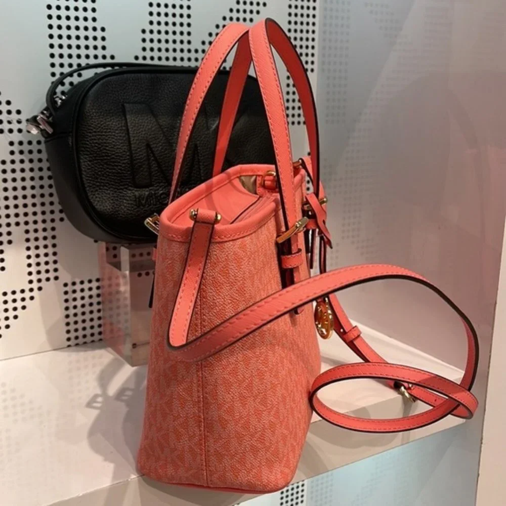 Michael Kors Jet Set Travel XS Carryall Tote Top Zip Tote Grapefruit - Picture 9 of 16